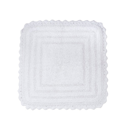 DII Ultra Soft Spa Cotton Crochet Oval Bath Mat or Rug Place in Front of Shower, Vanity, Bath Tub, Sink, and Toilet, 21 x 34" - White - 1'6" x 2'6" (Cuadrado) - Blanco
