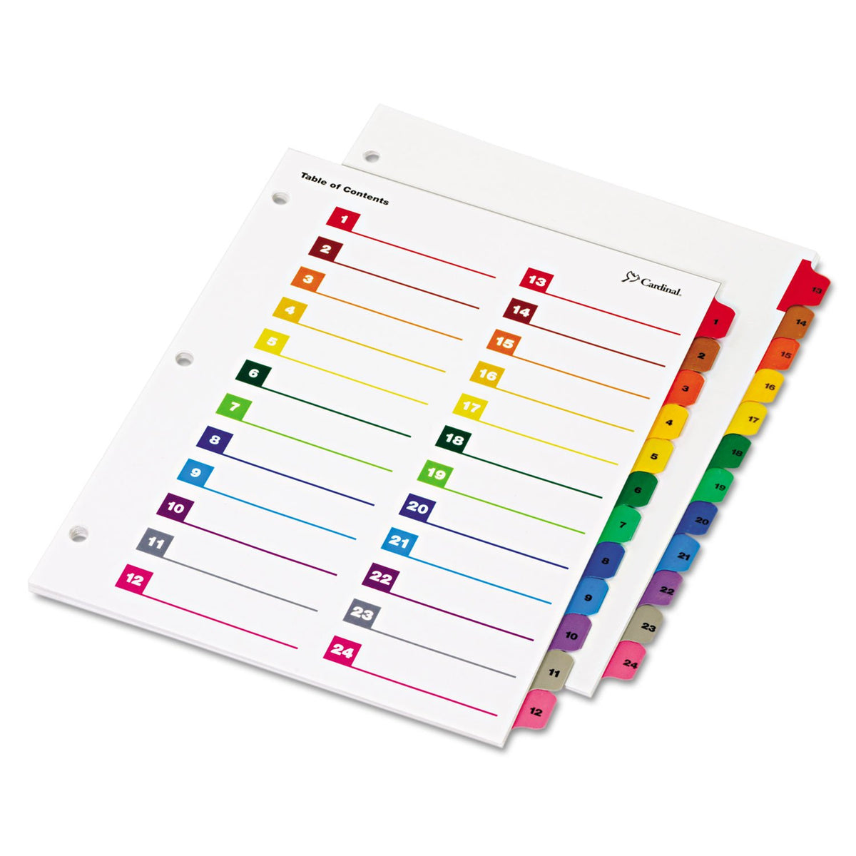 Cardinal by TOPS Products OneStep Printable Table of Contents and Index Dividers, 24-Tab, Numbered, Multi-Color (60960)