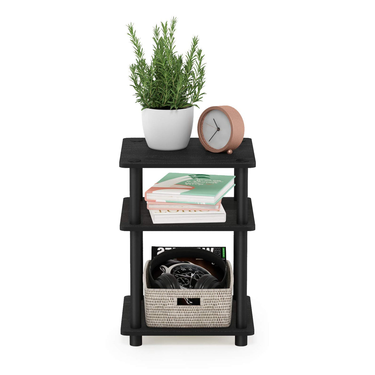 Furinno Turn-N-Tube Estante Multiusos de Ensamble Rápido, Negro