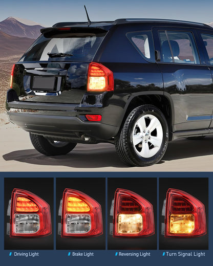 Nilight - Conjunto de luz trasera compatible con 2011 2012 2013 Jeep Compass luz trasera estilo OE lámpara de repuesto para lado del pasajero con bombillas