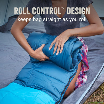 Coleman Kompact - Saco de Dormir para Adultos de 14 °F, Saco de Dormir para Clima Fresco con retención de Calor, Saco de Cosas y Cierre sin enganches, Hecho de Materiales Libres de PFAS