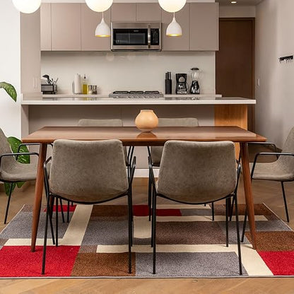 Livingreen Tapete para Sala de la colección Tenerife Color Gris/Rojo Perfecto para Sala, Comedor o recámara con Tejido Mediano y Medidas de 160 x 225 cm (Gris/Rojo)