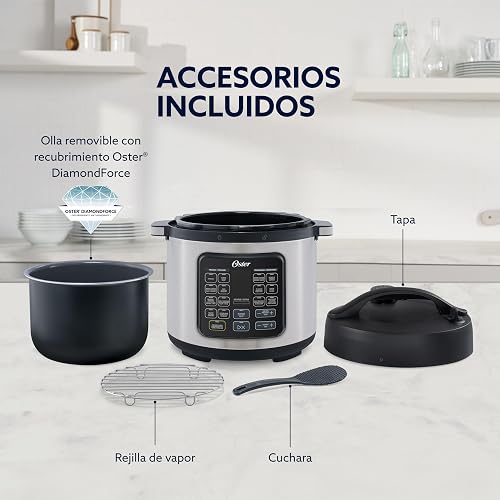 Olla Eléctrica Multifunción Oster Turbo 5.7 Litros Color Plata Modelo CKSTPCECT57D