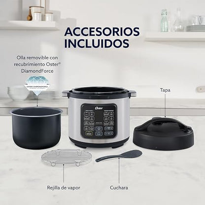 Olla Eléctrica Multifunción Oster Turbo 5.7 Litros Color Plata Modelo CKSTPCECT57D