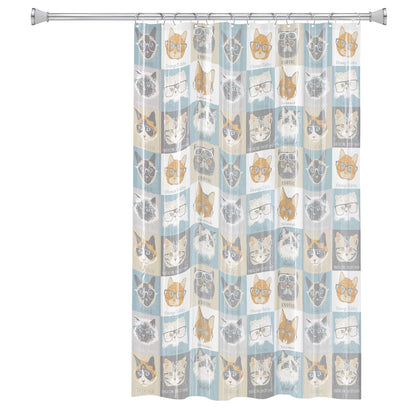 Splash Home High Quality Peva 5G Cats & Glasses Curtain Liner Design for Bathroom Showers and Bathtubs Free of Pvc Chlorine and Chemical Smell-Eco-Friendly-100% Waterproof, 70 x 72 Inch, Grey
