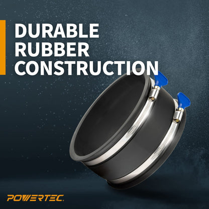 POWERTEC 70362 Reductor de recogida de polvo de 6 pulgadas OD a 4 pulgadas OD con puño flexible de control de polvo de 6 pulgadas