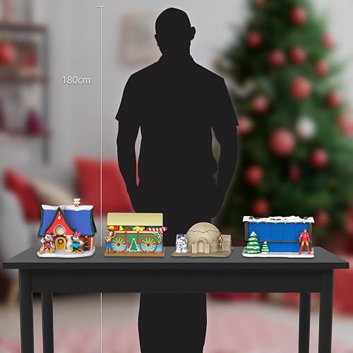 Disney - Villas Navideñas Disney 100 Juego de 4 piezas de Navidad para pueblo mágico, árbol de navidad, villa navideña, Celebra DISNEY 100 MARVEL LUCAS FILMS STAR WARS, edición limitada, exclusiva