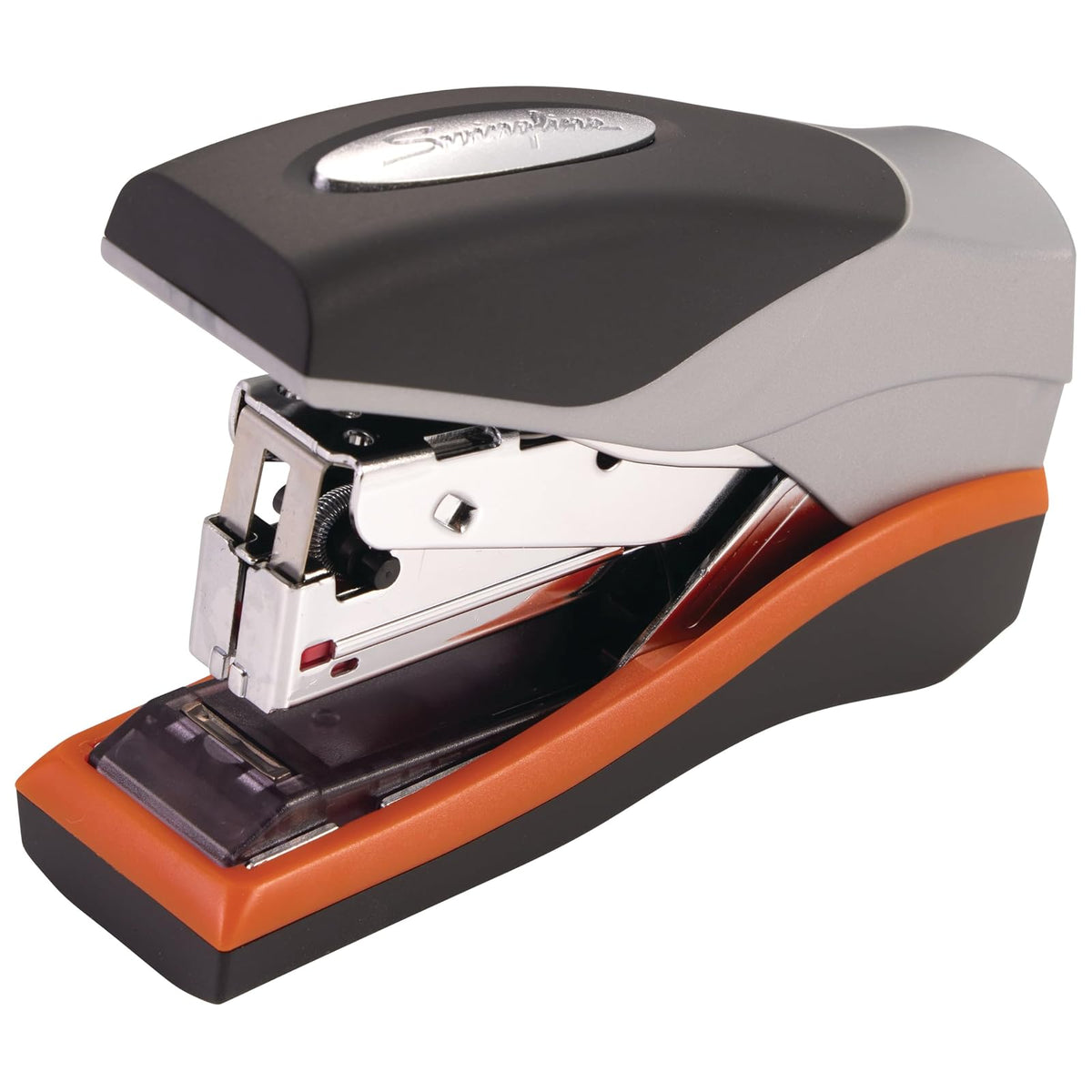 Grapadora Swingline, capacidad de 40 hojas, Optima 40, sin atascos, esfuerzo reducido, compacto, agarre suave, metal, naranja, plata y negro (87842)