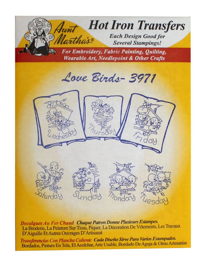 Aunt Martha's Patrones de transferencia de planchado para costura, bordado o pintura de tela, bonitos patrones de animales vintage para paños de cocina o acolchado, juego de 5