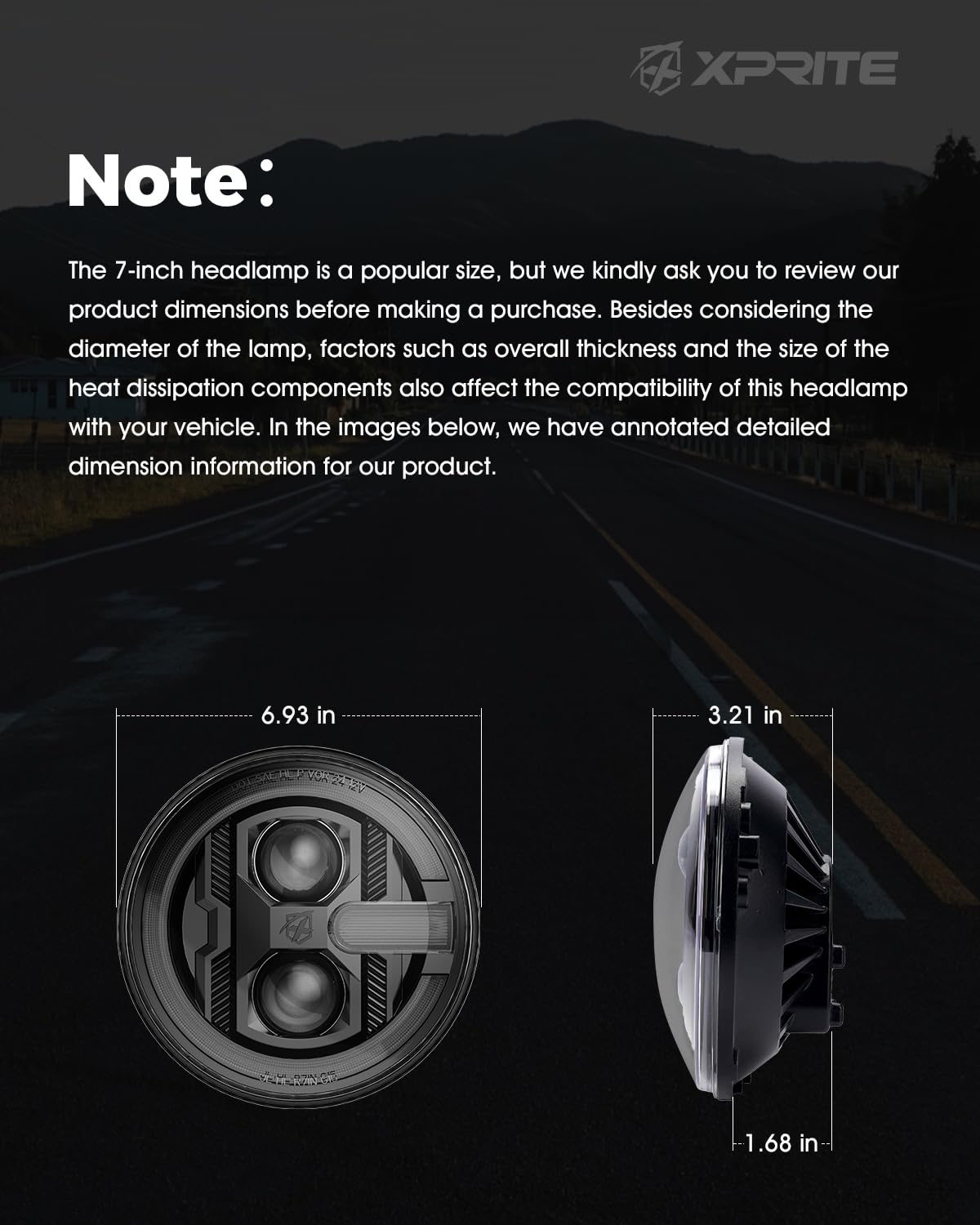 Xprite Faros LED de 7 in con Señal de Giro Ámbar y Halo, Compatible con Jeep Wrangler