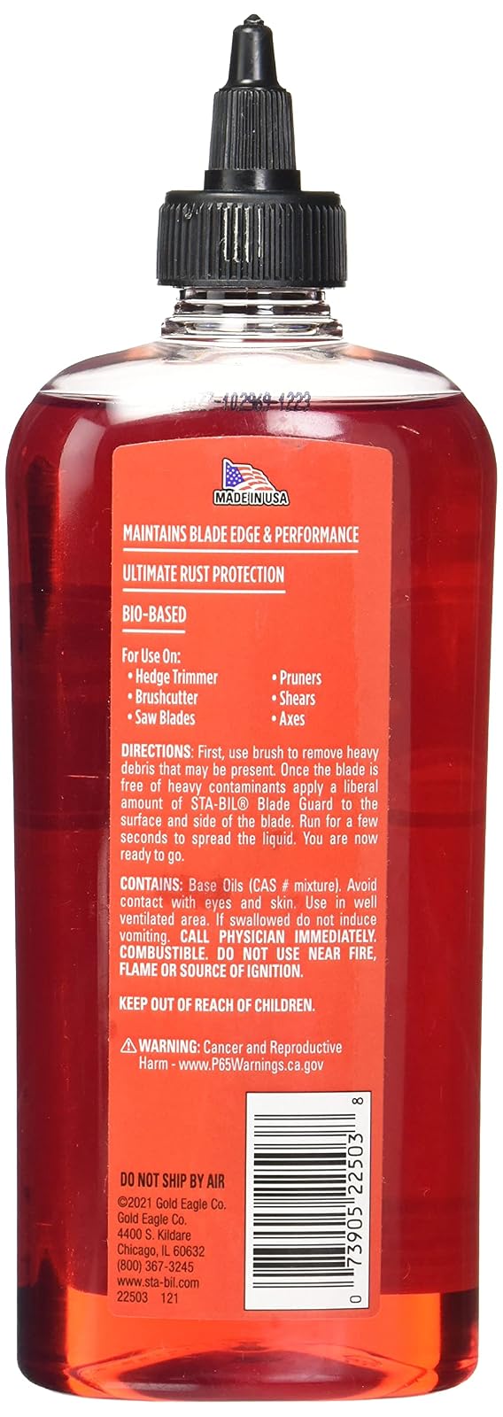 STA-BIL Blade Guard – Lubricante de primera calidad, ayuda a mantener el borde, no daña las plantas, protege contra el óxido y la corrosión, seguro para usar en equipos eléctricos de gas, 12 onzas