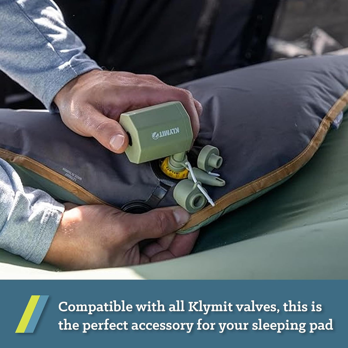 KLYMIT Tempest - Bomba de aire portátil para colchones de aire inflables y almohadillas para orejas para dormir, batería de larga duración y tamaño fácil de llevar, recargable, perfecta para viajes de