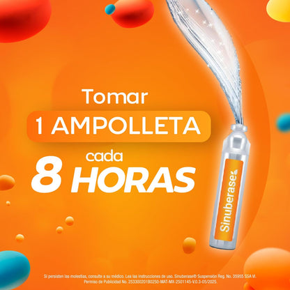 Sinuberase Probióticos en Suspensión 2 Billones de UFC 10 Ampolletas. Restaura el Equilibrio de la Flora Intestinal Alterado por Diarrea o Uso de Antiobióticos