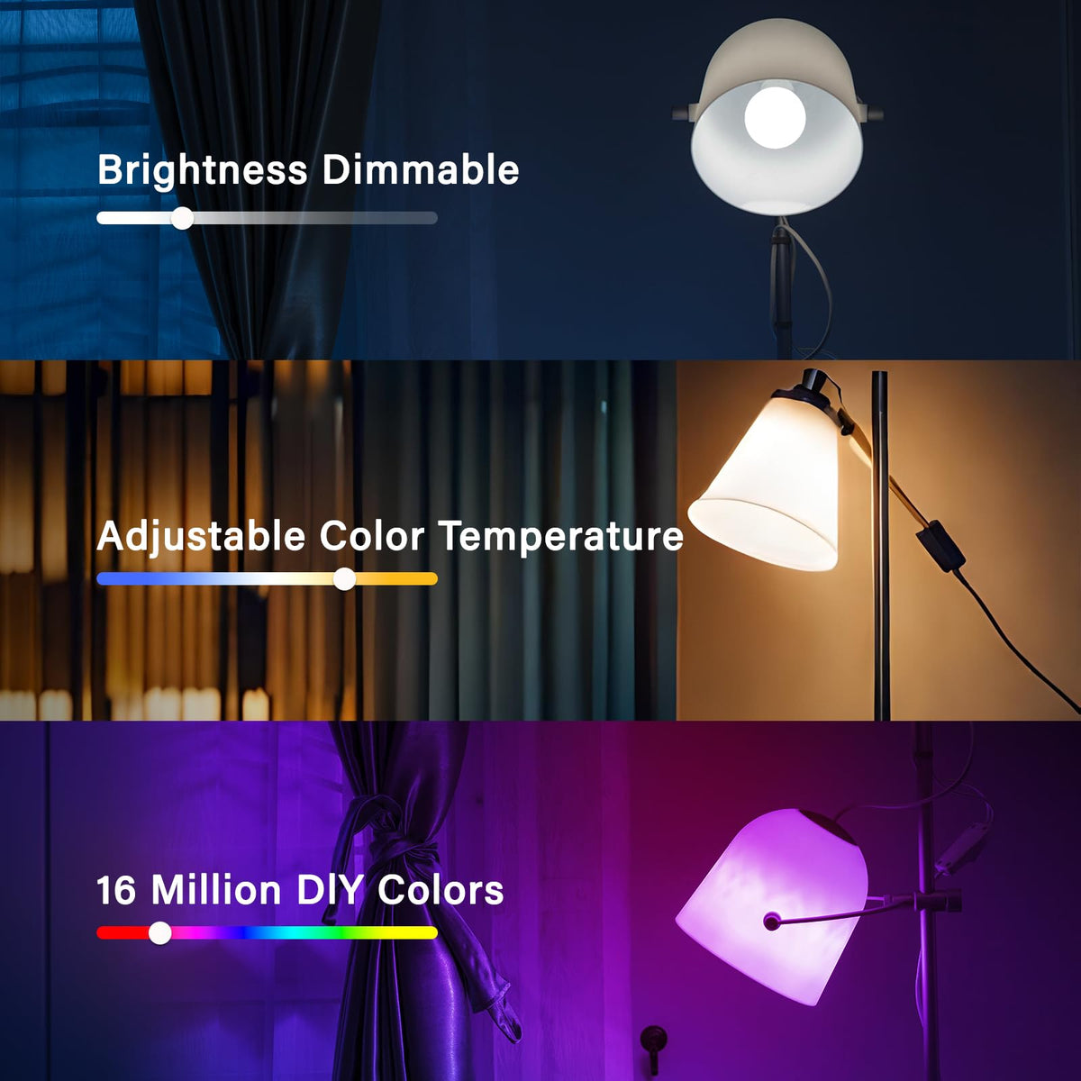 Sengled - Bombilla WiFi que cambia de color, bombillas inteligentes Alexa que funcionan con Alexa y Google Assistant, A19 RGB no requiere concentrador, equivalente a 75 W 800LM CRI>90, juego de 4