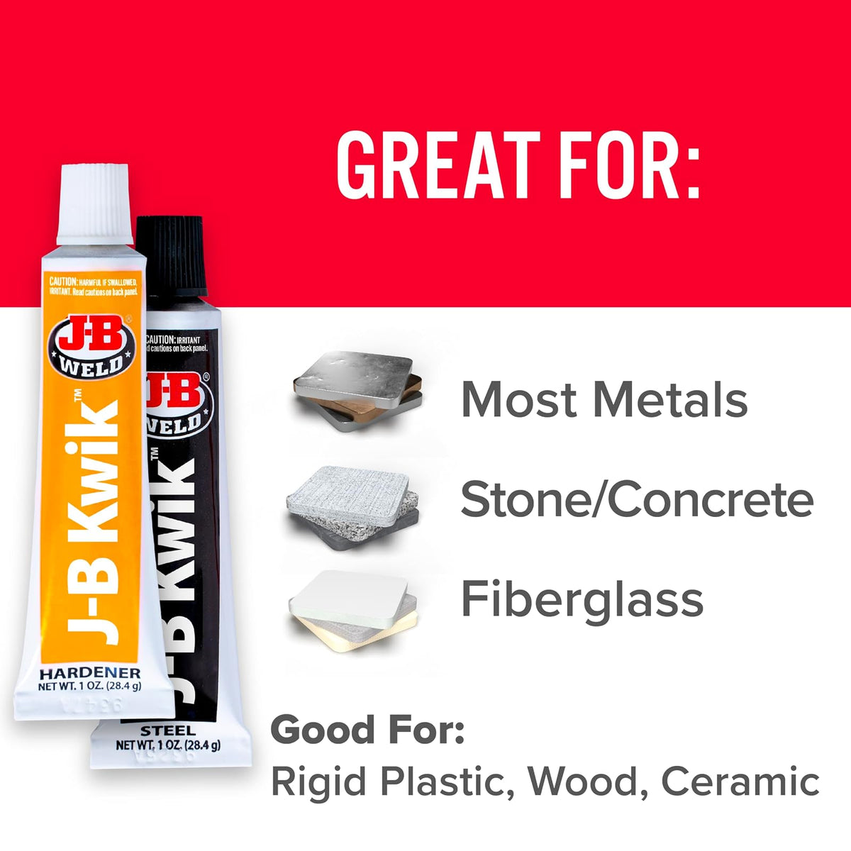 J-B Weld 8276 KwikWeld - Epoxi reforzado de acero de ajuste rápido, color gris oscuro, 2 onzas