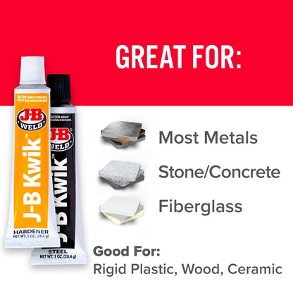 J-B Weld 8276 KwikWeld - Epoxi reforzado de acero de ajuste rápido, color gris oscuro, 2 onzas