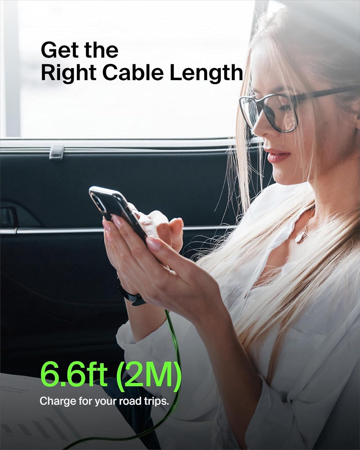 Belkin USB-C a USB-C Cable de Carga Rápida (2M/6.6ft) para iPhone 16, iPhone 16 Pro, iPhone 16 Pro MAX, Galaxy S25, S24, Note, Pixel, iPad Pro, Nintendo Switch 2, Carplay y más, Negro