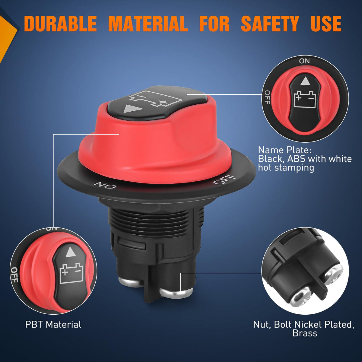 Nilight - Interruptor de desconexión de batería 50 A, aislador de desconexión maestra de 12 V-48 V, interruptor de corte de encendido, impermeable, resistente para barco, coche, RV, ATV, UTV, yate, 2