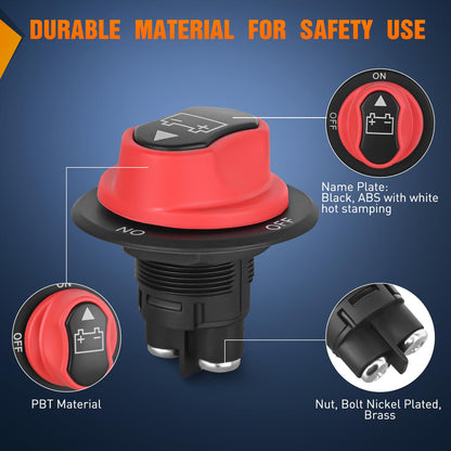Nilight - Interruptor de desconexión de batería 50 A, aislador de desconexión maestra de 12 V-48 V, interruptor de corte de encendido, impermeable, resistente para barco, coche, RV, ATV, UTV, yate, 2