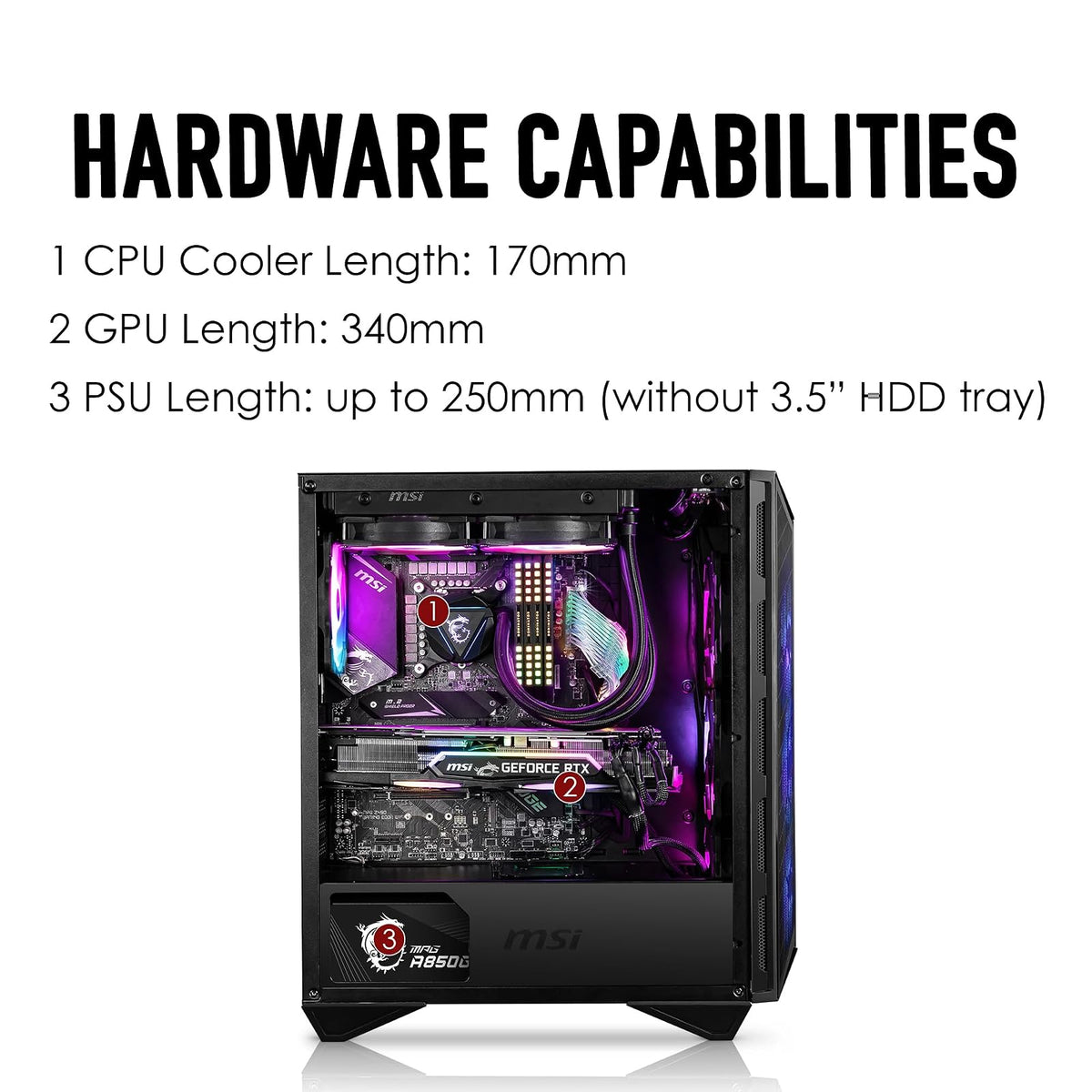 msi MPG GUNGNIR 111R Gabinetes para Computadora de Escritorio, Negro