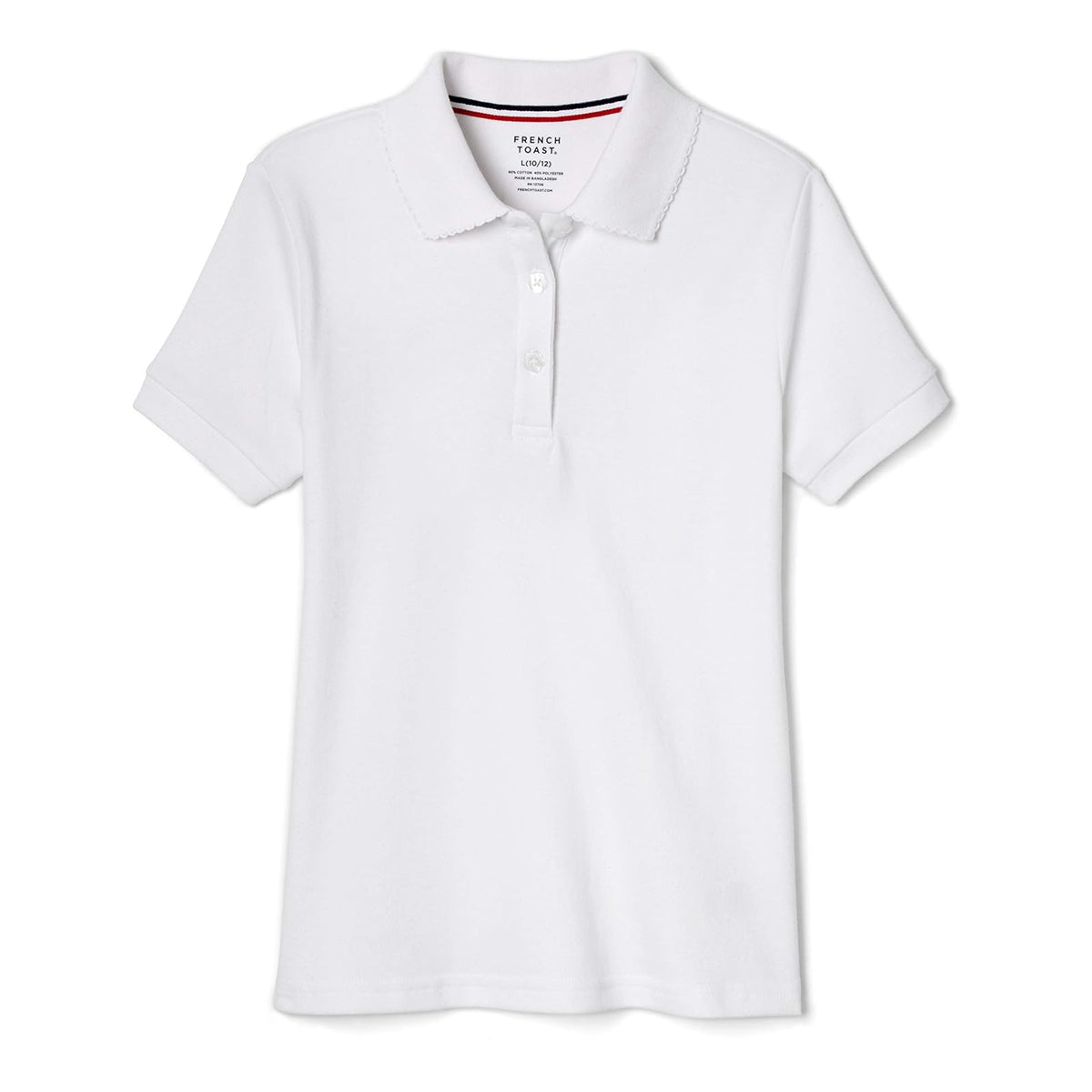 French Toast Polo Escolar Manga Corta Cuello Picot Niña - 2T - Blanco