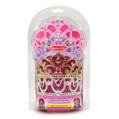 Melissa & Doug Colección de Tiaras Enjoyadas para Juego Imaginativo, Construcción Duradera, Disfraces para Niños, Juego de Simulación (4 Tiaras y Coronas de Disfraz)