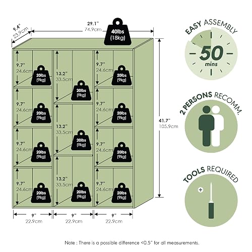 Furinno Estante Abierto Reversible de 11 Cubos, Librero Organizador, Color Blanco