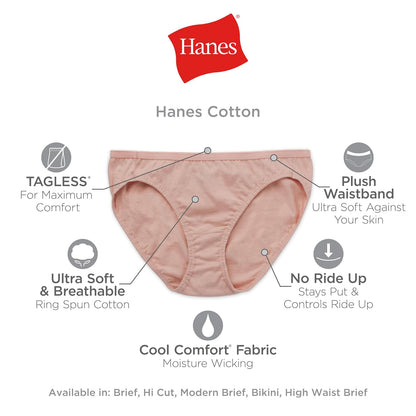 Hanes Women's Cotton Bikini Panty, Assorted, Size