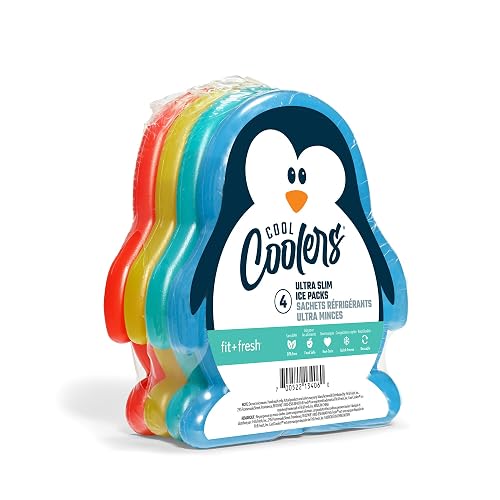 Fit & Fresh Cool Coolers Paquetes de hielo delgados para loncheras, bolsas y hieleras; formas acuáticas para niños, Penguins, Multicolor, Penguins, 1