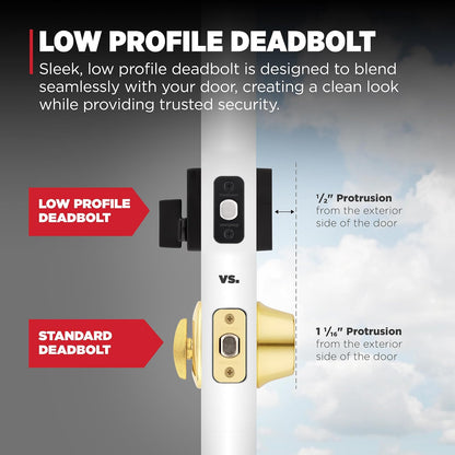 Kwikset - Cerradura de cerrojo del centro de la ciudad, puerta de entrada frontal con llave, color negro mate, resistente a la selección, seguridad SmartKey Rekey, tornillo muerto de un solo cilindro,