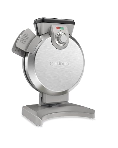 Cuisinart Wafflera Vertical Anti-derrames WAF-V100 Acero Inoxidable | Diseño verticalpara ahorra espacio, Tubo vertido masa fácil llenado, 5 niveles dorado, Placas antiadherentes. Alerta audible
