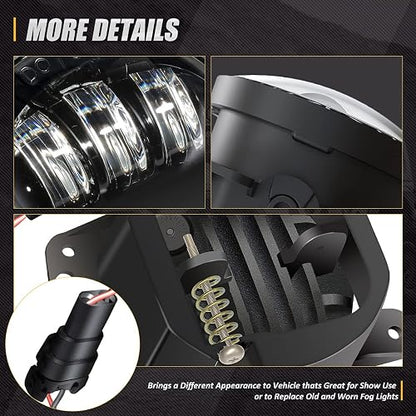 NUVISION LIGHTING NVL-FL-001 Luz antiniebla LED de 4 Pulgadas Compatible con Jeep Wrangler 07-17/11-14 Charger / 14-18 Cherokee /10-19 Journey (Izquierda y Derecha) Aprobado por Dot