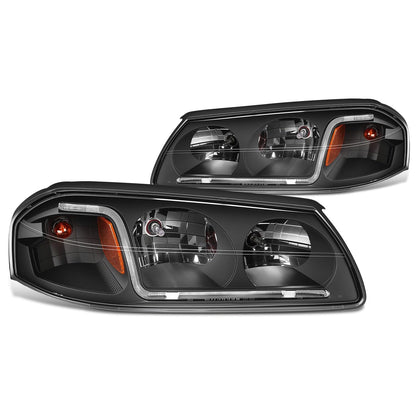 DNA Motoring Faros Delanteros LED DRL Negro Ámbar HL-LB-CI00-BK-AM para Impala 00-05