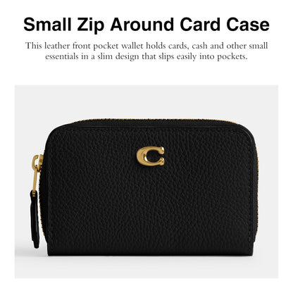Coach - Funda pequeña con cierre y acolchado para tarjetas, Negro, One Size