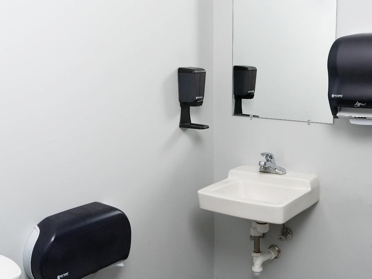 San Jamar Dispensador de jabón Manual de plástico clásico, dispensador desinfectante de Manos con compatibilidad Universal para el hogar, baño, Cocina, restaurantes, 30 onzas, Azul ártico