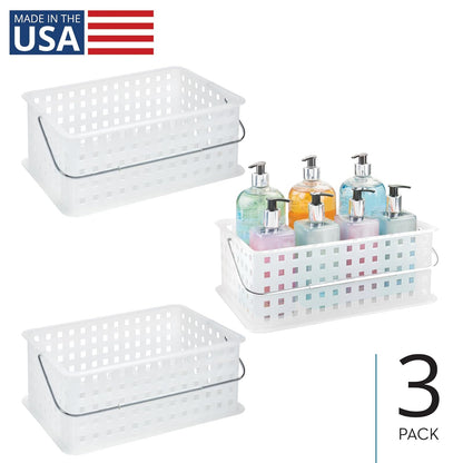 iDesign - Cesta de ducha portátil para recámara o baño, juego de 3 unidades, transparente/escarcha, fabricada en Estados Unidos