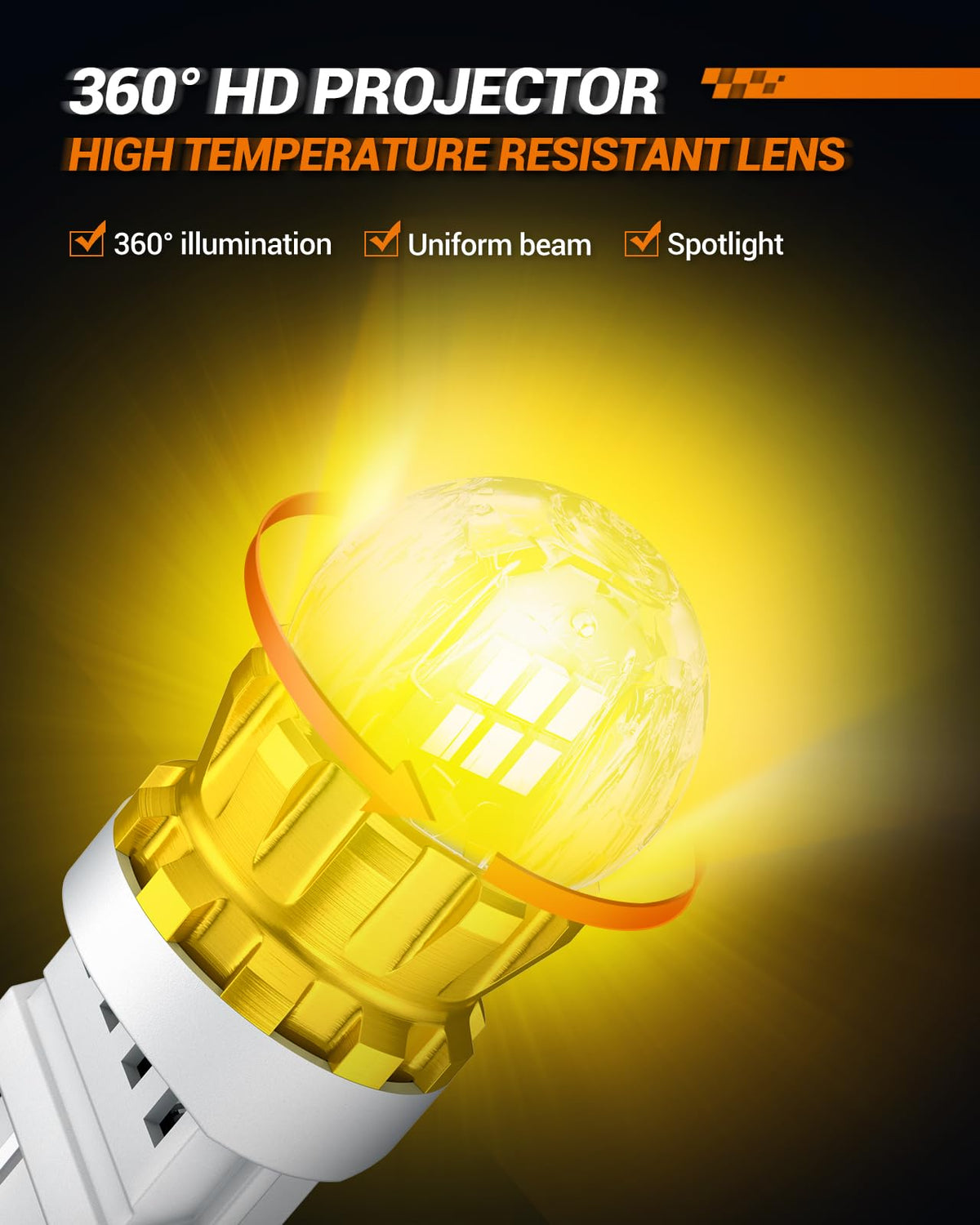SEALIGHT 3156 3157 - foco LED ámbar amarillo con resistencia externa, 3056 3057 4057 4157 súper brillante T25 bombillas 3020SMD con proyector HD para luces LED delanteras y traseras intermitentes,