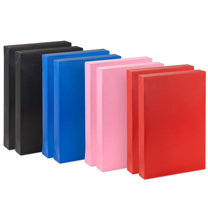 Hallmark - Cajas de regalo medianas de 14 pulgadas con tapas (8 cajas, 2 de cada uno de 4 diseños: rojo, rosa, azul, negro) para cumpleaños, baby shower, día de San Valentín, día de la madre, día del padre