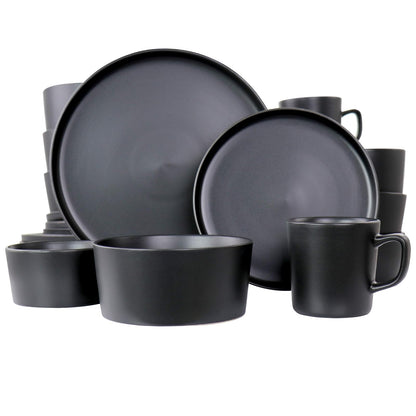 Elama Luxmatte Vajilla Contemporánea de Gres 20 Piezas - 20 piezas - Negro -