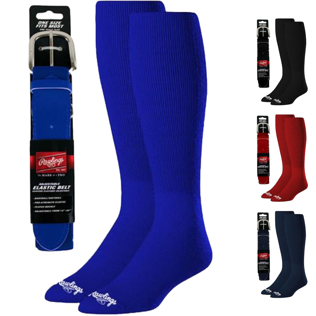 Rawlings combo de cinturón y calcetines para béisbol y softbol - Real - M