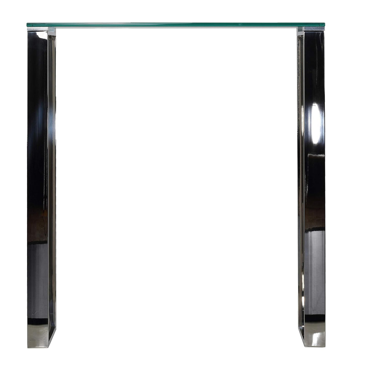 Cortesi Home Forli - Mesa de Consola pequeña de Entrada de Vidrio contemporáneo y Acabado de Acero Inoxidable de 28 Pulgadas de Ancho, Color Plateado y Transparente