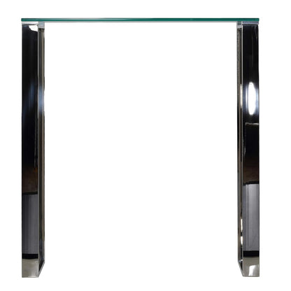 Cortesi Home Forli - Mesa de Consola pequeña de Entrada de Vidrio contemporáneo y Acabado de Acero Inoxidable de 28 Pulgadas de Ancho, Color Plateado y Transparente