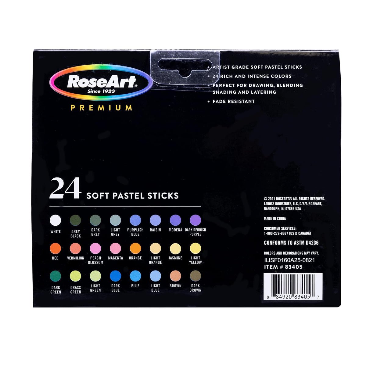 RoseArt Premium - Juego de palos pastel de 24 quilates largos y suaves para profesionales, ricos en pigmentos, colores vivos