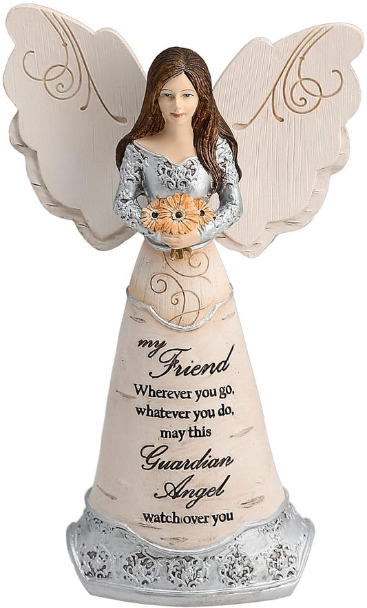 Pavilion Elements Angels - Figura de ángel de la Guarda, Texto Impreso My Friend Wherever You Go, Wherever You Do, May This Guardian Angel Watch Over You, Cifras de ángel coleccionables, 6 Pulgadas