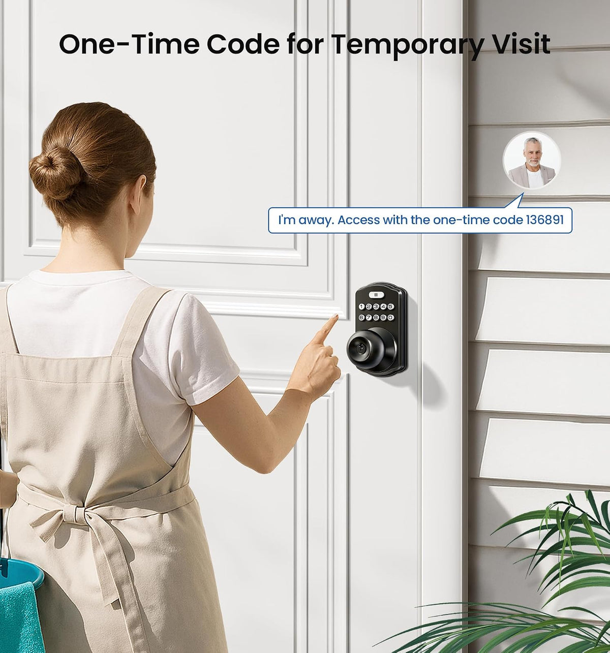 Veise - Cerradura de puerta con teclado, cerradura digital de entrada sin llave con asa, perilla electrónica para puerta delantera y recámara, fácil instalación, bloqueo automático, modo de paso