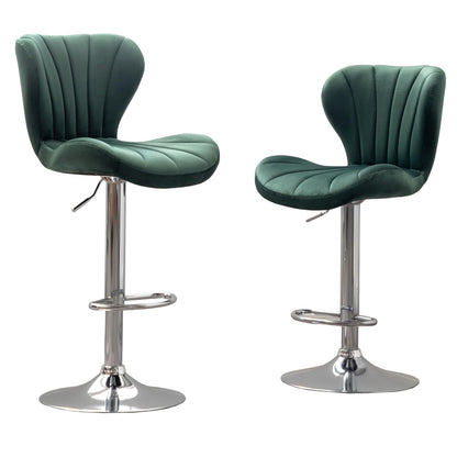 Roundhill Furniture Ellston Taburetes Giratorios de Terciopelo, Set de 2 - Verde