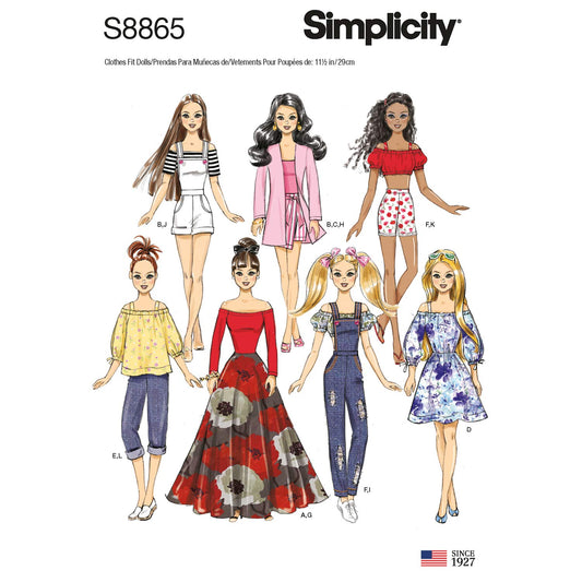 Simplicity S8865 - Patrones de costura para muñecas de 11.5 pulgadas, código 8865