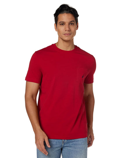 Nautica Playera con Bolsillo para Hombre - XL Amplio Alto - Rojo náutico