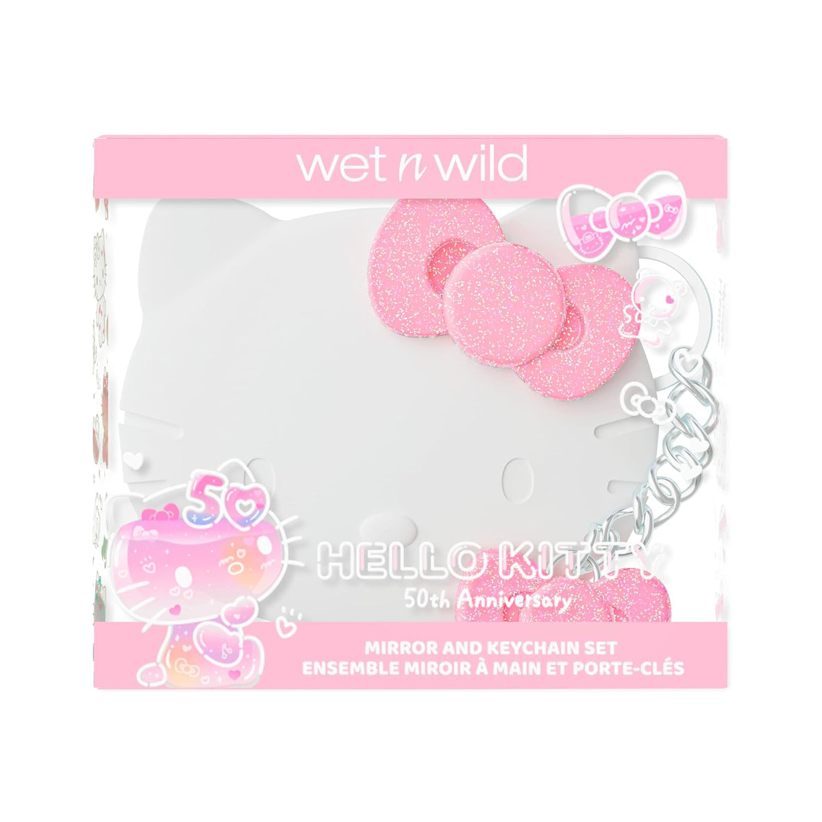 Wet n Wild Hello Kitty - Llavero con Espejo y Lazo Rosa, Mango de Agarre cómodo, versátil y portátil, Libre de crueldad y Vegano