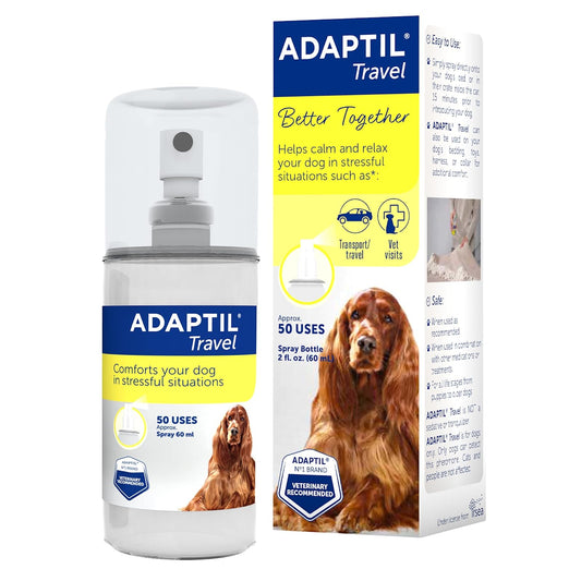 ADAPTIL Spray 60 ml – Calma y Comodidad a los Perros Durante Viajes, visitas veterinarias y Eventos estresantes – The Original D.A.P. Dog Appeasing - Spray de feromonas (60 ml, 1 Unidad)